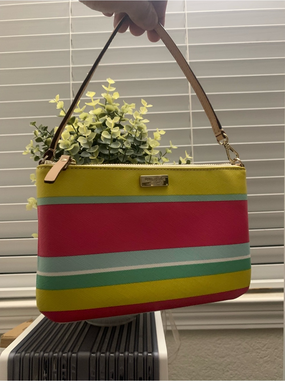 kate spade Striped Wristlet in Yellow, Pink and Aqua